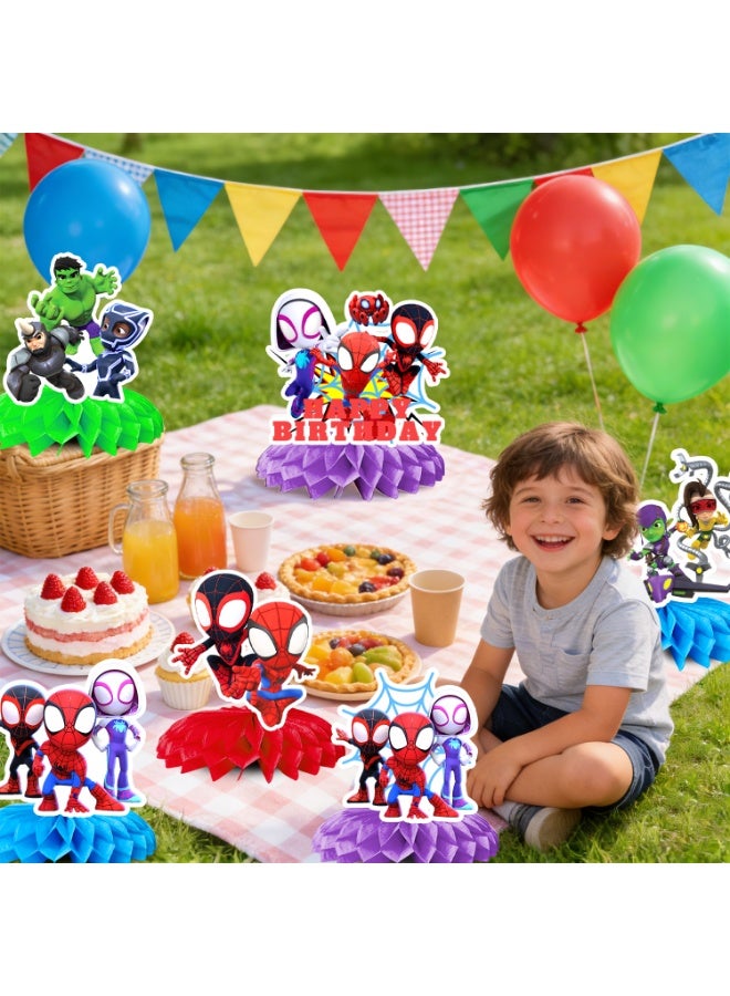 SPIDERMAN 9pcs Spider-Man and Friends Honeycomb Centerpieces – Superhero Team Table Decorations, Honeycomb Centerpiece Set for Spidey Theme Birthday Party Decoration Supplies - Image 5